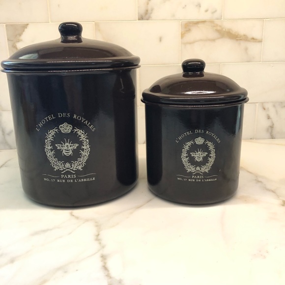 French Style Enamel Canisters - L’Hotel Des Royales - Picture 2 of 8